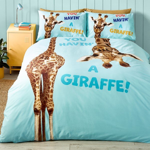 Tirkizna dječja posteljina za bračni krevet/za produženi krevet 230x220 cm Havin A Giraffe – Catherine Lansfield-image-1