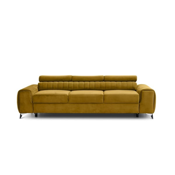 Senf žuta baršunasti sklopiva sofa 261 cm Laurence – ELTAP