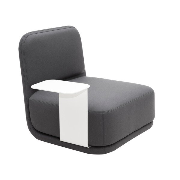 Tamno siva fotelja s bijelim metalnim stolom Softline Standby Medium + Side Table-image-2