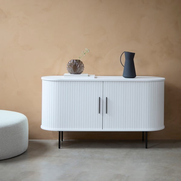 Bijela komoda s kliznim vratima 120x76x45 cm Nola – Unique Furniture-image-1