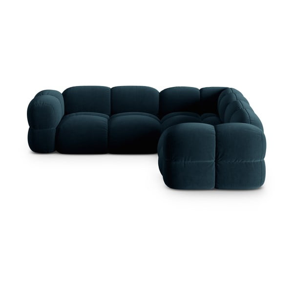 Tamno plava baršunasti kutna garnitura Loretto – Cosmopolitan Design