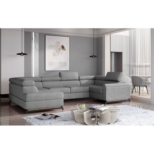 Svijetlo siva sklopiva/s prostorom za odlaganje kutna garnitura (s lijevim kutom/u obliku slova "U") Escada – ELTAP-image-1