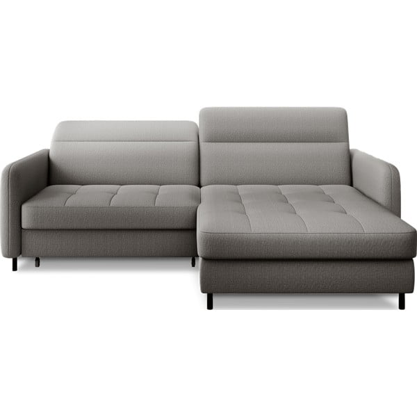 Siva baršunasti sklopiva/s prostorom za odlaganje kutna garnitura (s desnim kutom/s ležaljkom) Gomsi – ELTAP