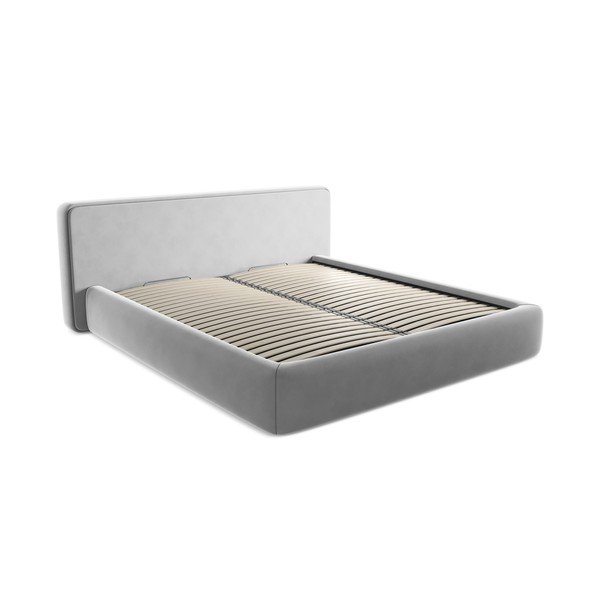 Sivi tapecirani bračni krevet s prostorom za odlaganje s podnicom 180x200 cm Kiana – Makamii