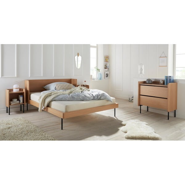 Visoka komoda u dekoru hrasta u prirodnoj boji 80x82 cm Wrap – Bonami Selection-image-1