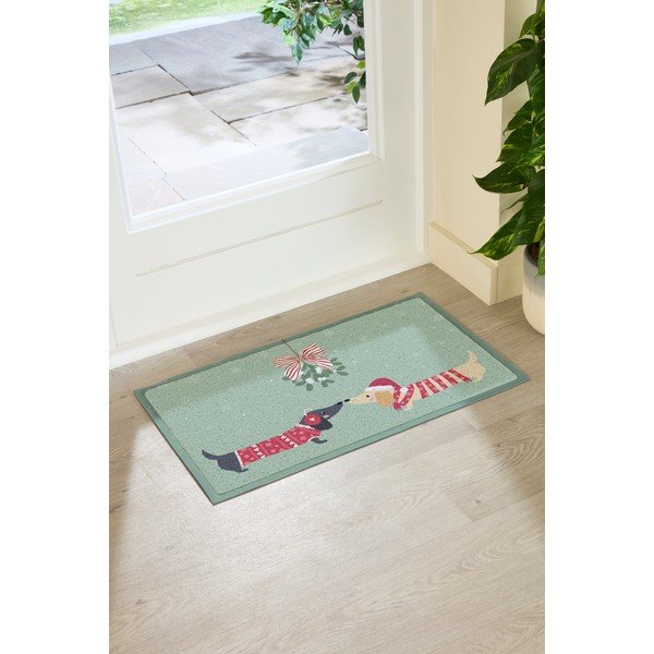 Otirač s božićnim motivom od reciklirane plastike 40x70 cm Christmas Sausage Dogs – Artsy Doormats-image-2
