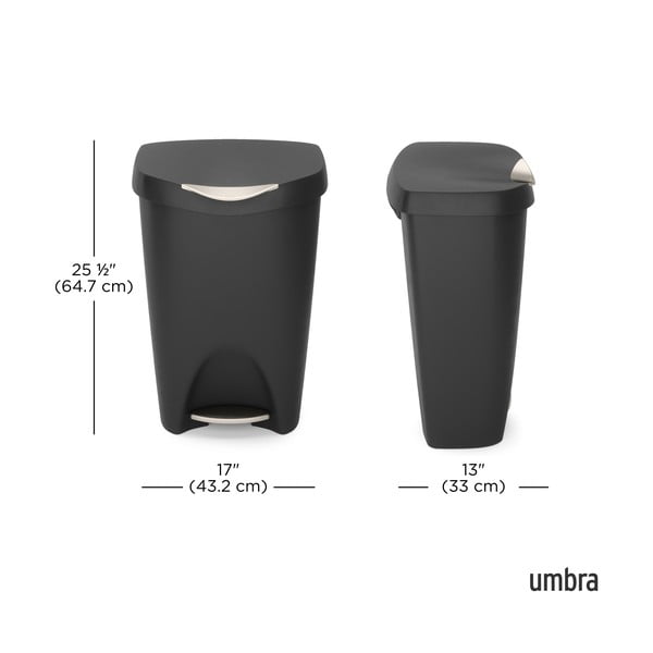 Crna plastična kanta za smeće s pedalom 50 l Brim – Umbra-image-3