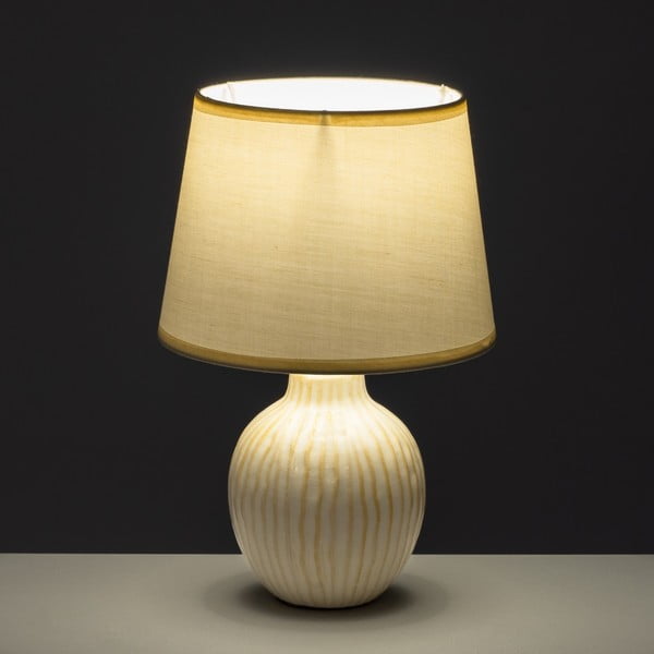 Krem stolna lampa keramička s tekstilnim sjenilom (visina 28 cm) – Casa Selección-image-1