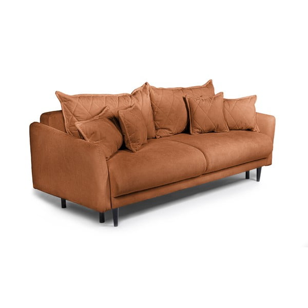 Smeđa sklopiva/s prostorom za odlaganje sofa od samta 215 cm Bjork – Bonami Selection-image-3