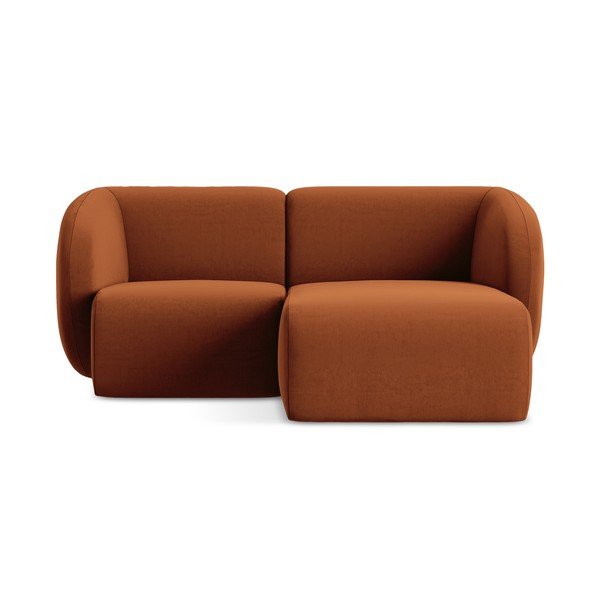 Baršunasti kutna garnitura boja terakote (s desnim kutom/s ležaljkom) Lani – Makamii