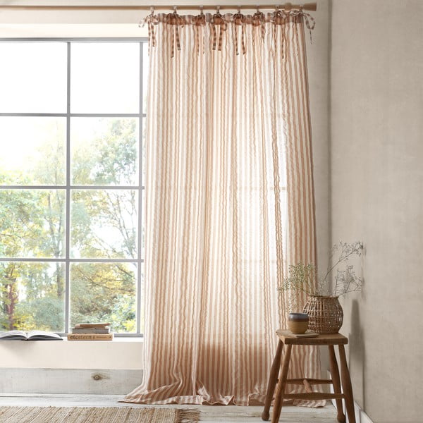 Prozirna zavjesa boja terakote 140x183 cm Zanzibar Stripe – Pineapple Elephant-image-1