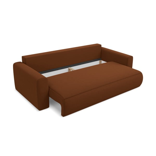 Baršunasti sklopiva/s prostorom za odlaganje sofa boja terakote 238 cm Kapua – Makamii-image-4