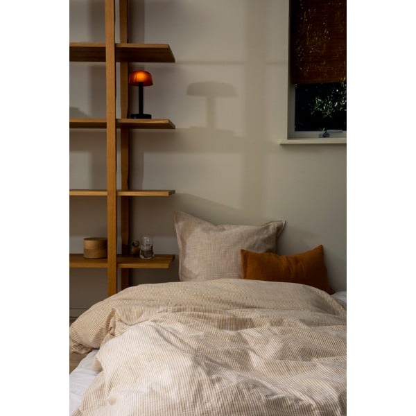 Oker žuto-bijela posteljina za krevet za jednu osobu-za produženi krevet od organskog pamuka 140x220 cm Monochrome Lines – JUNA-image-2