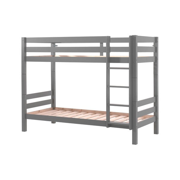 Sivi dječji krevet od masivnog bora na kat s prostorom za pohranu PINO – Vipack-image-2