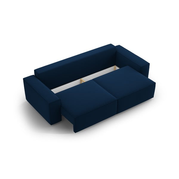 Tamno plava baršunasti sklopiva/s prostorom za odlaganje sofa 247 cm Jodie – Micadoni -image-3