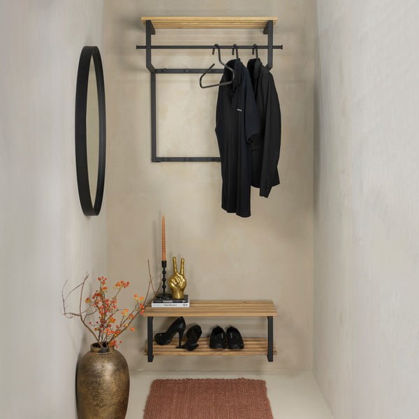 Crna/u prirodnoj boji metalna zidna vješalica s policom 76 cm Rizzoli – Spinder Design-image-2