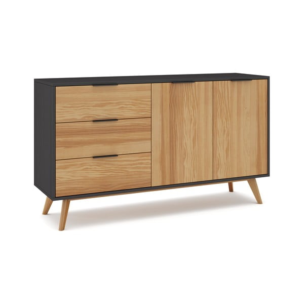 Crna/natur niska škrinja od borovine 140x81 cm Lavis - Marckeric-image-3