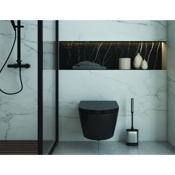Tamno siva WC četka od nehrđajućeg čelika Cleany – Metaltex-image-1