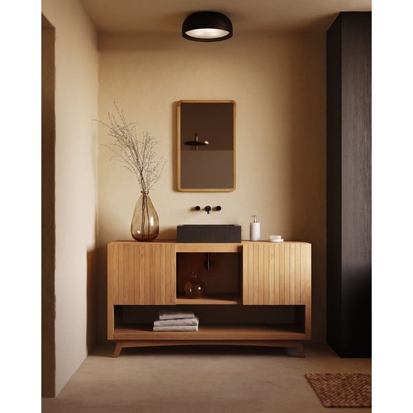 Nizak ormarić za ispod umivaonika od masivne tikovine u prirodnoj boji 140x80 cm Kuveni – Kave Home-image-3