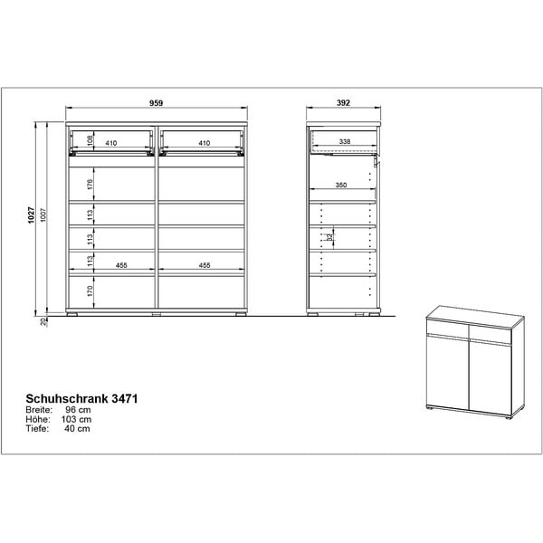 Ormarić za cipele u dekoru bukve s ladicama Lissabon - Germania-image-4
