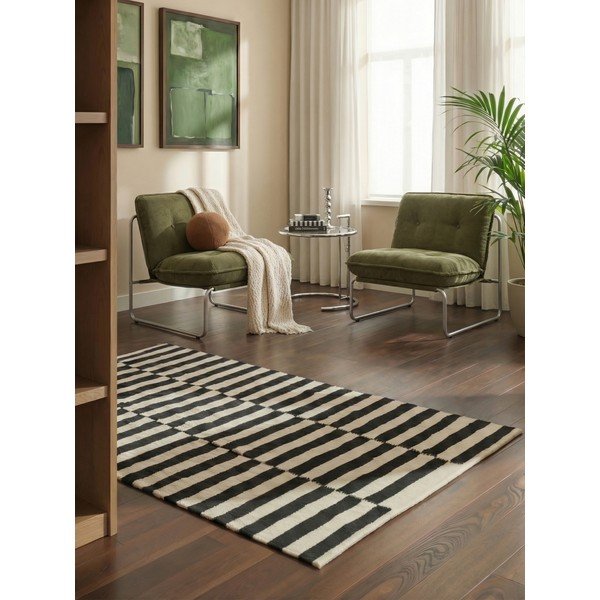 Crno-bijeli obostrani/ručno rađen vuneni tepih 160x230 cm Donna – Hanse Home-image-1