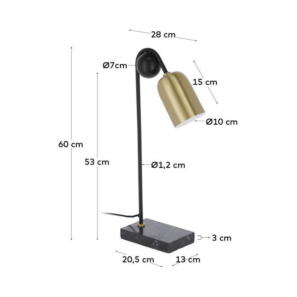 Crna/u zlatnoj boji stolna lampa (visina 60 cm) Natsumi – Kave Home-image-4