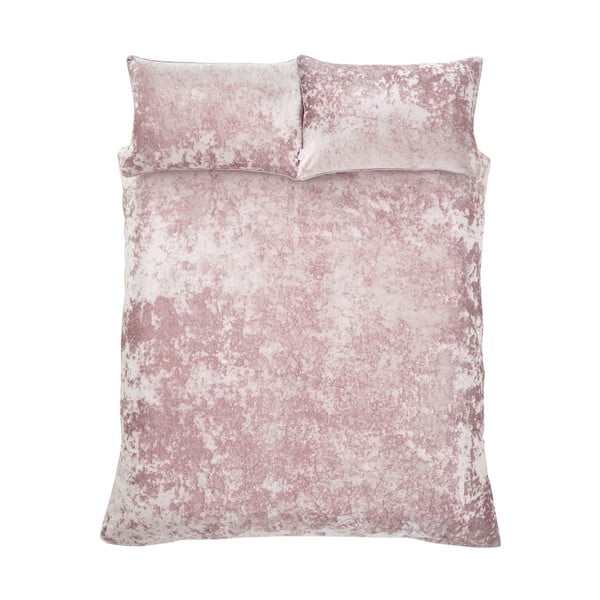 Ružičasta posteljina za bračni krevet od samta 200x200 cm Crushed – Catherine Lansfield