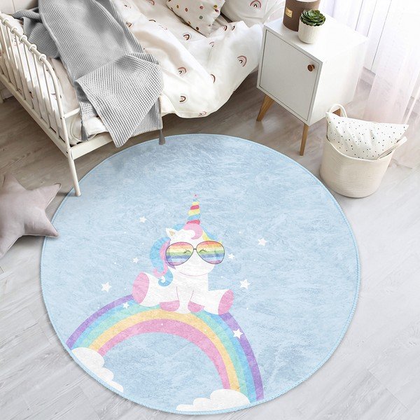 Svijetlo plavi dječji tepih ø 80 cm Comfort – Mila Home-image-1