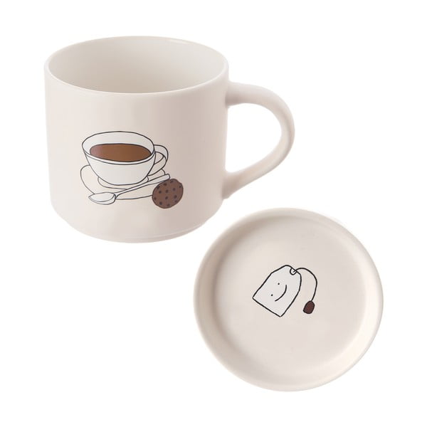 Bijela porculanska šalica s poklopcem 450 ml – Orion