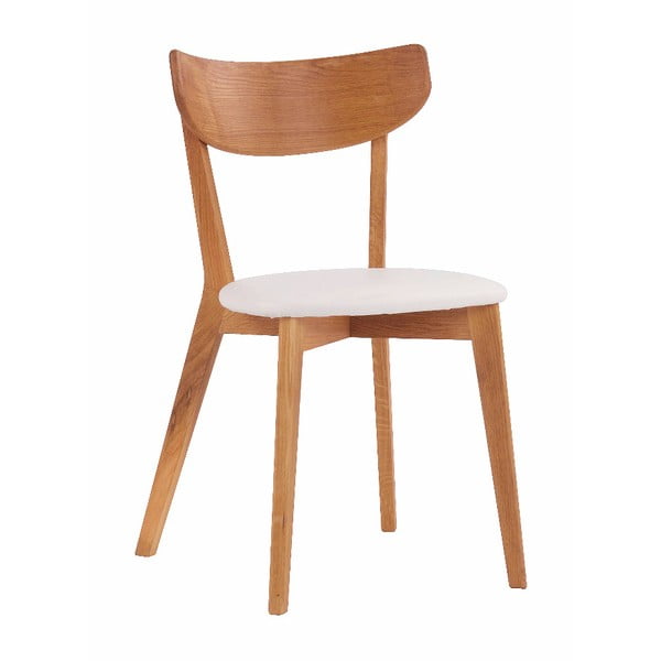 Blagovaona stolica od smeđe hrastovine s bijelim Rowico Ami sjedalom