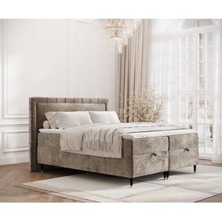 Bež boxspring krevet s prostorom za pohranu 180x200 cm Voyage – Maison de Rêve