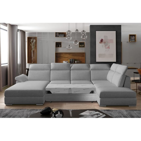 Svijetlo siva sklopiva kutna garnitura (s desnim kutom/u obliku slova "U") Evanell – ELTAP-image-2