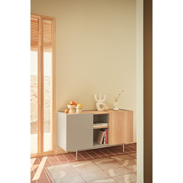 Bež/u prirodnoj boji niska komoda u dekoru hrasta 130x78 cm Otto – Teulat-image-1