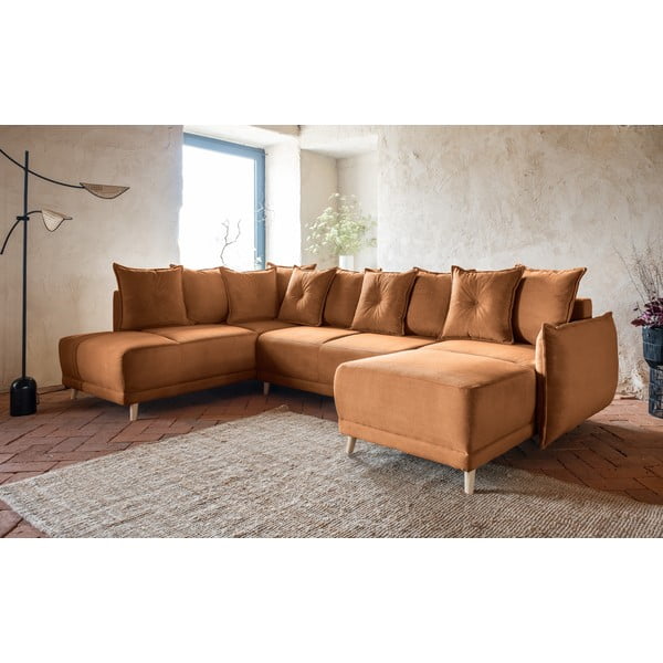 Ciglasta sklopiva kutna garnitura od samta (s lijevim kutom/u obliku slova "U") Lazy Lukka – Miuform-image-3