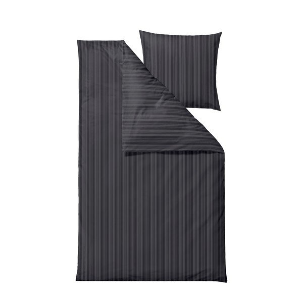Antracitno siva posteljina za krevet za jednu osobu od damasta 140x200 cm Noble – Södahl