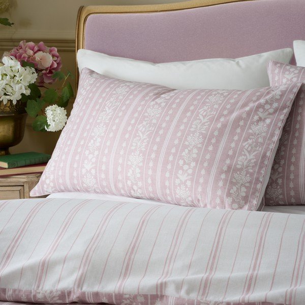 Bijela/ružičasta posteljina za krevet za jednu osobu 135x200 cm Regency Stripe – Catherine Lansfield-image-3