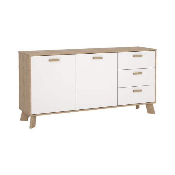 Bijela/u prirodnoj boji komoda u dekoru hrasta 147x73x39 cm Ikast – Tvilum-image-2