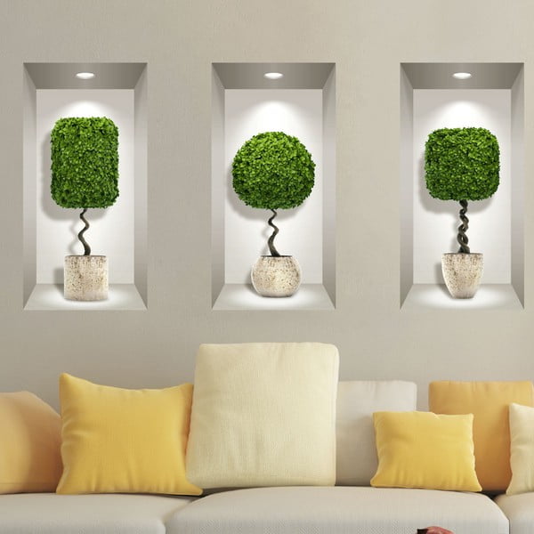 Set od 3 zidne 3D samoljepljive naljepnice Ambiance Plants Ball