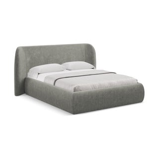 Sivi tapecirani bračni krevet s prostorom za odlaganje s podnicom 180x200 cm Hauke – Makamii