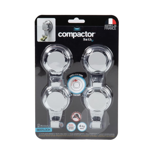 Metalne samoljepljive kuke u setu 4 kom u srebrnoj boji Bestlock Bath – Compactor-image-4