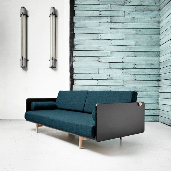 Kauč na razvlačenje Karup Deva Black / Raw Oak / Deep Blue-image-2