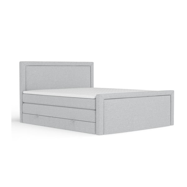 Svijetlo sivi boxspring krevet s prostorom za odlaganje 160x200 cm Lavenda – Maison de Rêve