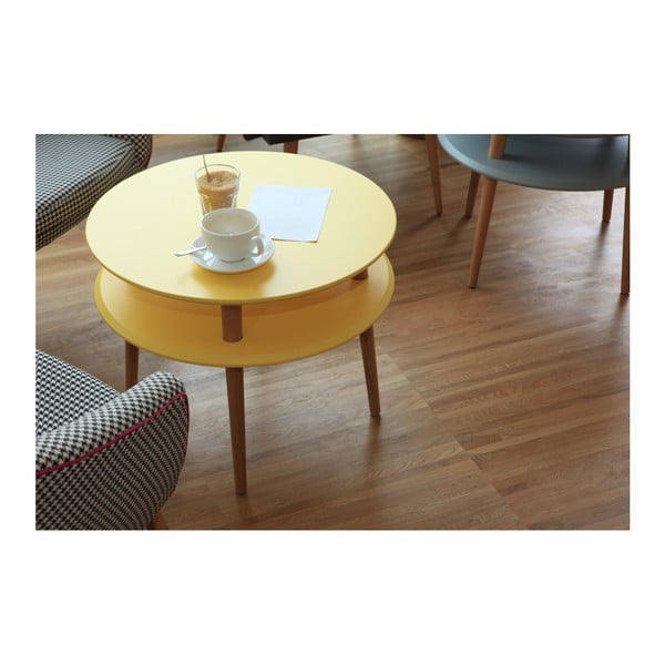 Grafitno sivi stolić sa nogama u prirodnoj boji drveta Ragaba UFO Ø 70 cm-image-3