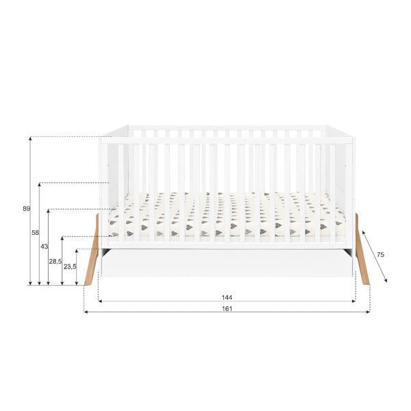 Bijeli dječji krevetić s ladicom BELLAMY Lotta, 70 x 140 cm-image-3