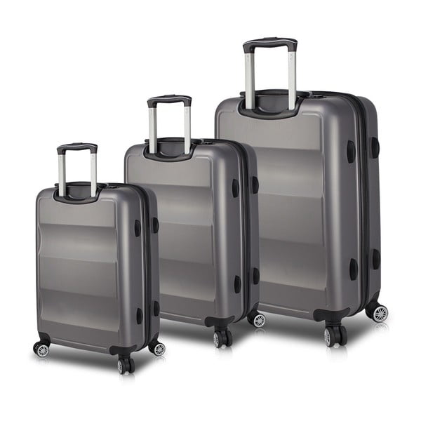 Set od 3 siva putna kovčega na kotačima s USB priključcima My Valice LASSO Travel Set