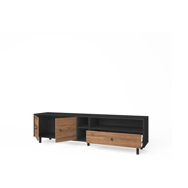 Crni/natur TV stol u dekoru oraha 180x47 cm Roald - Marckeric-image-4