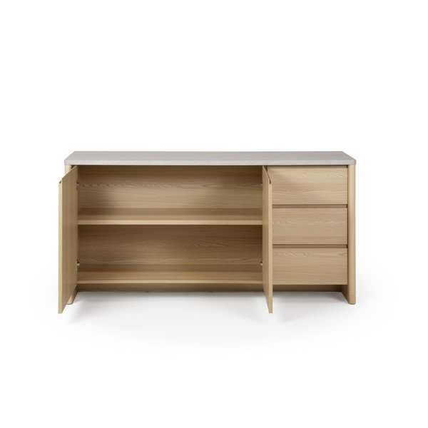 Bijela/u svijetloj prirodnoj boji komoda u dekoru hrasta 163x80x45 cm Dore – Marckeric-image-2