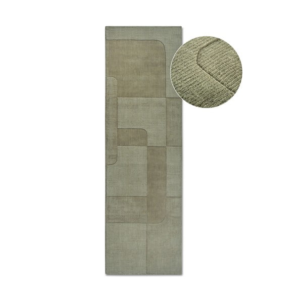 Zelena ručno rađena vunenia staza 80x250 cm Charlotte – Villeroy&Boch