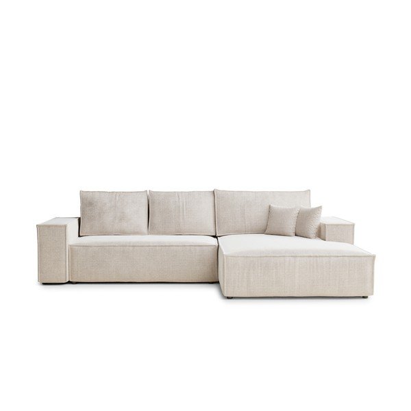 Krem sklopiva/s prostorom za odlaganje kutna garnitura od šenila (s desnim kutom/s ležaljkom) Maze – Maison de Rêve