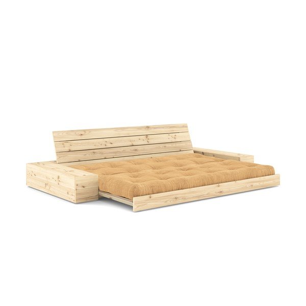 Senf žuta/svjetlo smeđa sklopiva sofa od samta 244 cm Base – Karup Design-image-4